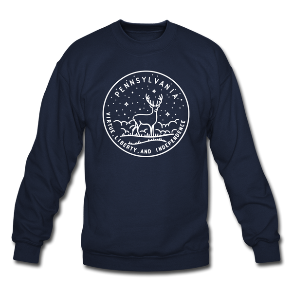 Pennsylvania Sweatshirt - State Design Pennsylvania Crewneck Sweatshirt - navy