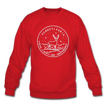 Pennsylvania Sweatshirt - State Design Pennsylvania Crewneck Sweatshirt - red