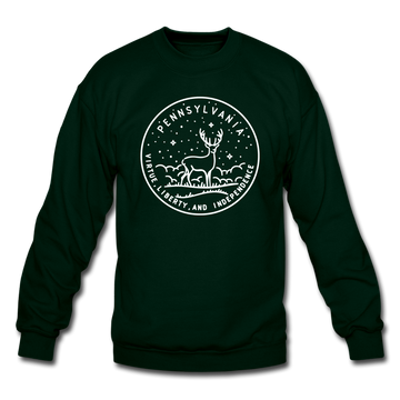 Pennsylvania Sweatshirt - State Design Pennsylvania Crewneck Sweatshirt - forest green