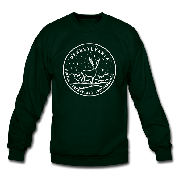 Pennsylvania Sweatshirt - State Design Pennsylvania Crewneck Sweatshirt - forest green