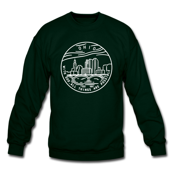 Ohio Sweatshirt - State Design Ohio Crewneck Sweatshirt - forest green