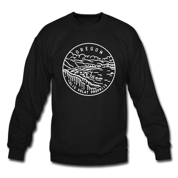 Oregon Sweatshirt - State Design Oregon Crewneck Sweatshirt - black
