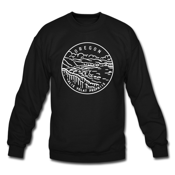 Oregon Sweatshirt - State Design Oregon Crewneck Sweatshirt - black