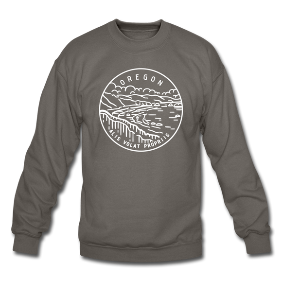 Oregon Sweatshirt - State Design Oregon Crewneck Sweatshirt - asphalt gray