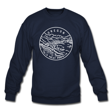 Oregon Sweatshirt - State Design Oregon Crewneck Sweatshirt - navy