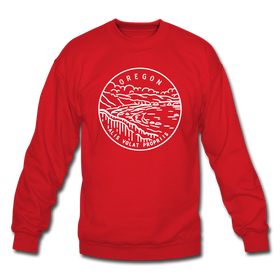 Oregon Sweatshirt - State Design Oregon Crewneck Sweatshirt - red