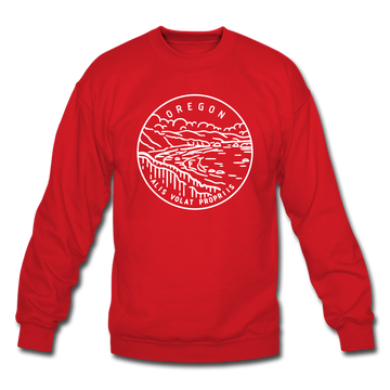 Oregon Sweatshirt - State Design Oregon Crewneck Sweatshirt - red