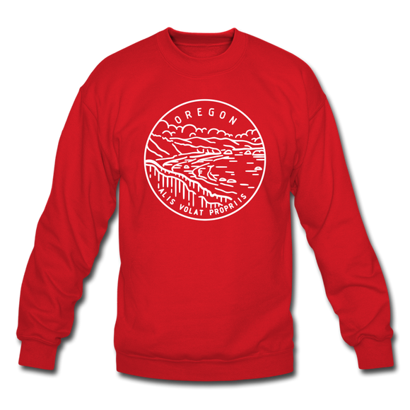 Oregon Sweatshirt - State Design Oregon Crewneck Sweatshirt - red