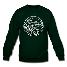Oregon Sweatshirt - State Design Oregon Crewneck Sweatshirt - forest green