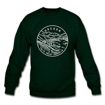 Oregon Sweatshirt - State Design Oregon Crewneck Sweatshirt - forest green