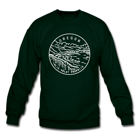 Oregon Sweatshirt - State Design Oregon Crewneck Sweatshirt - forest green