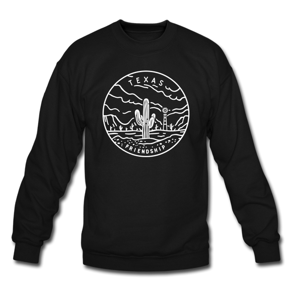 Texas Sweatshirt - State Design Texas Crewneck Sweatshirt - black