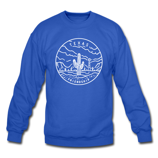 Texas Sweatshirt - State Design Texas Crewneck Sweatshirt - royal blue