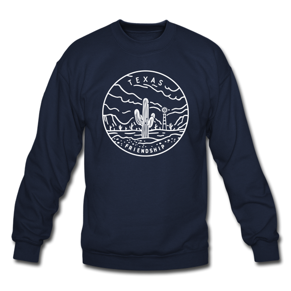 Texas Sweatshirt - State Design Texas Crewneck Sweatshirt - navy