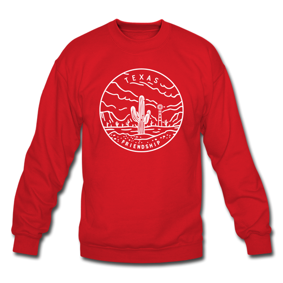 Texas Sweatshirt - State Design Texas Crewneck Sweatshirt - red