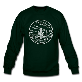 Texas Sweatshirt - State Design Texas Crewneck Sweatshirt - forest green