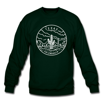 Texas Sweatshirt - State Design Texas Crewneck Sweatshirt - forest green