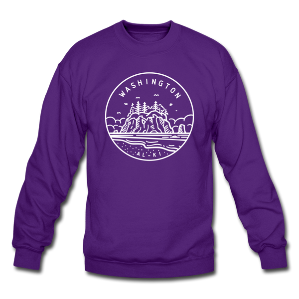 Washington Sweatshirt - State Design Washington Crewneck Sweatshirt - purple