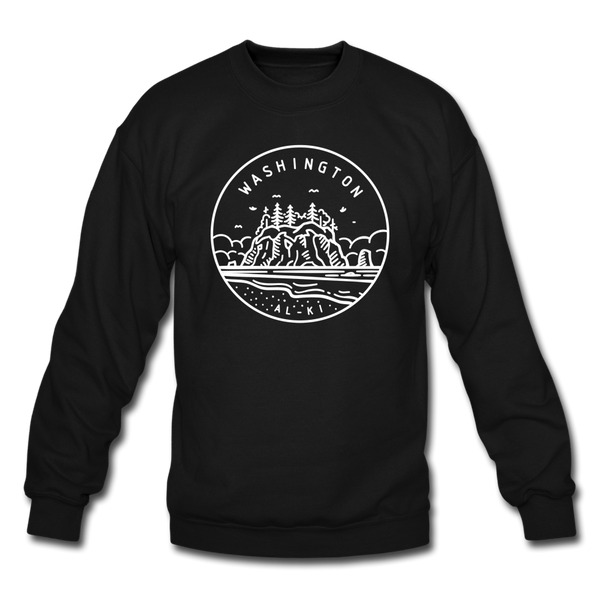 Washington Sweatshirt - State Design Washington Crewneck Sweatshirt - black