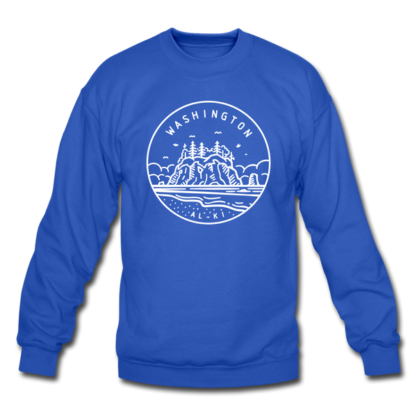 Washington Sweatshirt - State Design Washington Crewneck Sweatshirt - royal blue