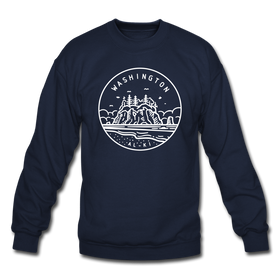 Washington Sweatshirt - State Design Washington Crewneck Sweatshirt - navy