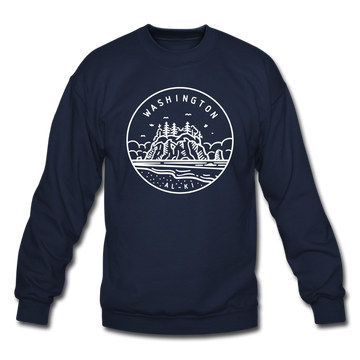 Washington Sweatshirt - State Design Washington Crewneck Sweatshirt - navy