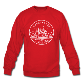 Washington Sweatshirt - State Design Washington Crewneck Sweatshirt - red