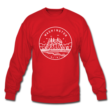 Washington Sweatshirt - State Design Washington Crewneck Sweatshirt - red