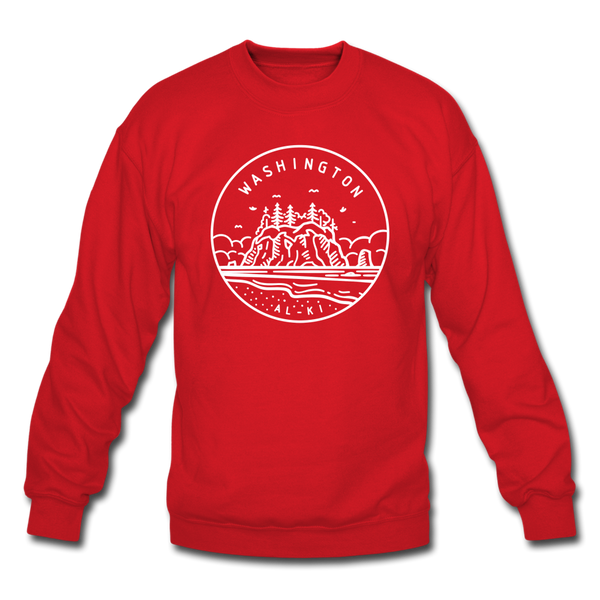 Washington Sweatshirt - State Design Washington Crewneck Sweatshirt - red
