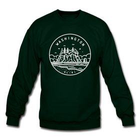 Washington Sweatshirt - State Design Washington Crewneck Sweatshirt - forest green
