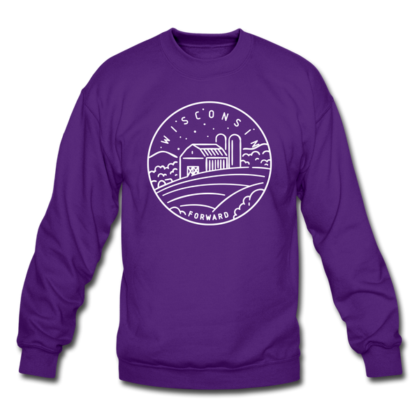 Wisconsin Sweatshirt - State Design Wisconsin Crewneck Sweatshirt - purple