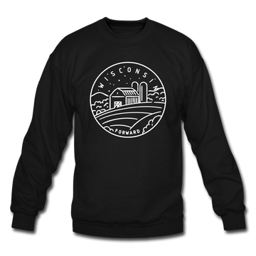 Wisconsin Sweatshirt - State Design Wisconsin Crewneck Sweatshirt - black