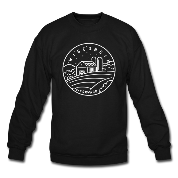 Wisconsin Sweatshirt - State Design Wisconsin Crewneck Sweatshirt - black
