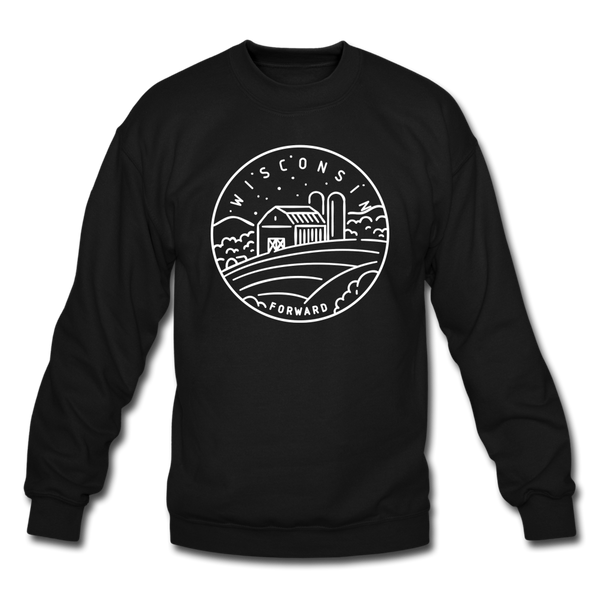 Wisconsin Sweatshirt - State Design Wisconsin Crewneck Sweatshirt - black