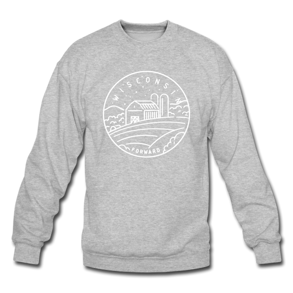 Wisconsin Sweatshirt - State Design Wisconsin Crewneck Sweatshirt - heather gray