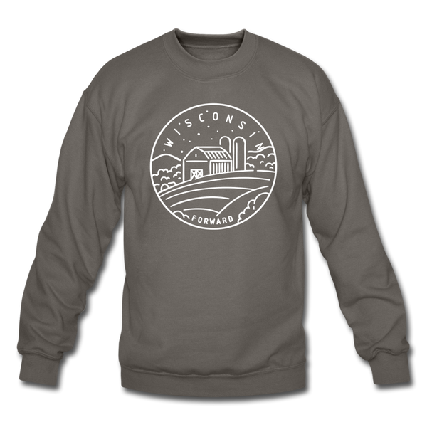 Wisconsin Sweatshirt - State Design Wisconsin Crewneck Sweatshirt - asphalt gray