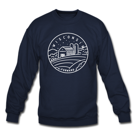 Wisconsin Sweatshirt - State Design Wisconsin Crewneck Sweatshirt - navy