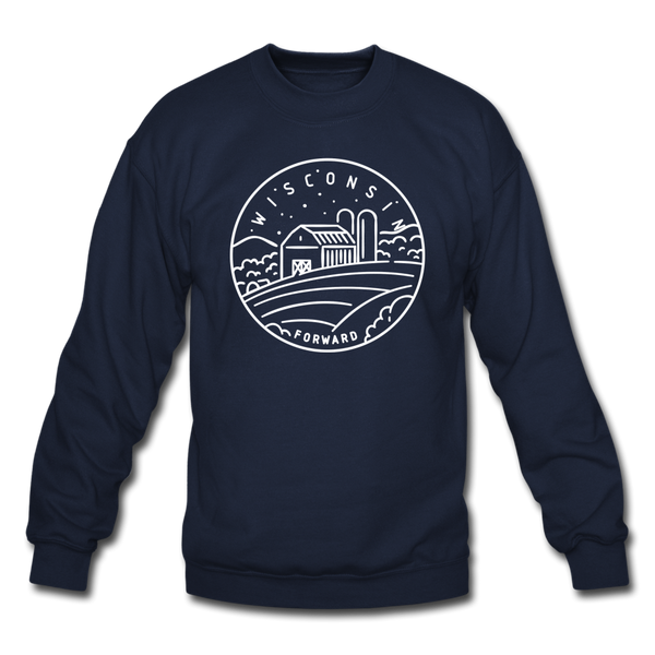 Wisconsin Sweatshirt - State Design Wisconsin Crewneck Sweatshirt - navy