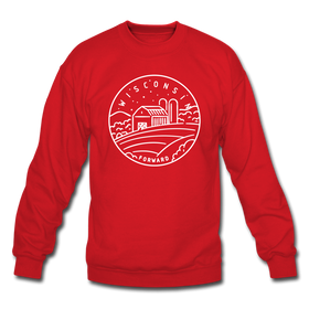 Wisconsin Sweatshirt - State Design Wisconsin Crewneck Sweatshirt - red