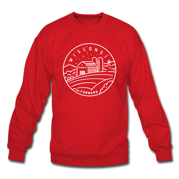Wisconsin Sweatshirt - State Design Wisconsin Crewneck Sweatshirt - red