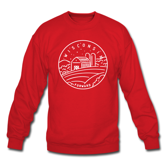 Wisconsin Sweatshirt - State Design Wisconsin Crewneck Sweatshirt - red