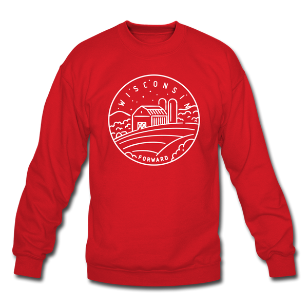 Wisconsin Sweatshirt - State Design Wisconsin Crewneck Sweatshirt - red