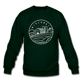 Wisconsin Sweatshirt - State Design Wisconsin Crewneck Sweatshirt - forest green