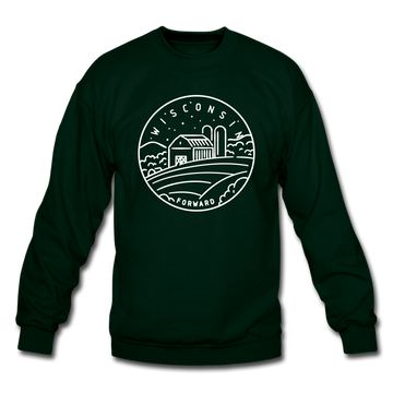 Wisconsin Sweatshirt - State Design Wisconsin Crewneck Sweatshirt - forest green