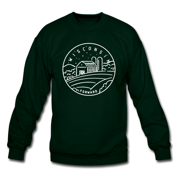 Wisconsin Sweatshirt - State Design Wisconsin Crewneck Sweatshirt - forest green