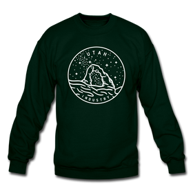 Utah Sweatshirt - State Design Utah Crewneck Sweatshirt - forest green