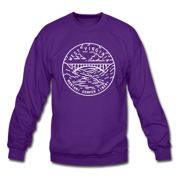 West Virginia Sweatshirt - State Design West Virginia Crewneck Sweatshirt - purple