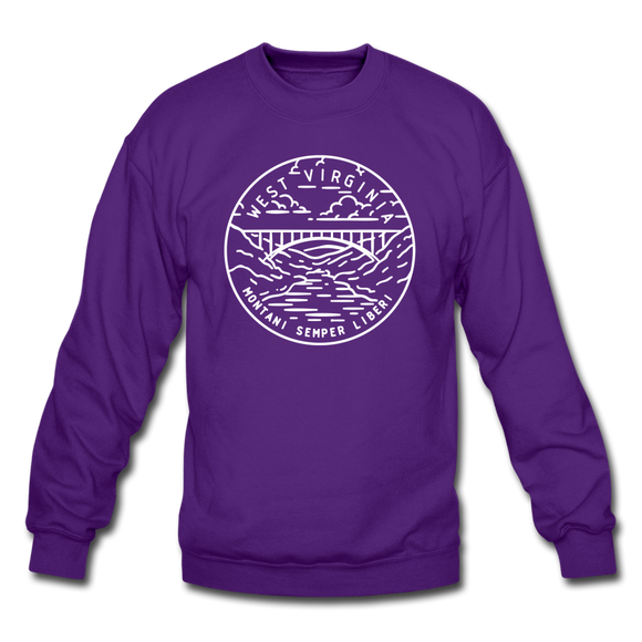West Virginia Sweatshirt - State Design West Virginia Crewneck Sweatshirt - purple