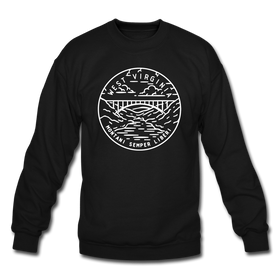 West Virginia Sweatshirt - State Design West Virginia Crewneck Sweatshirt - black