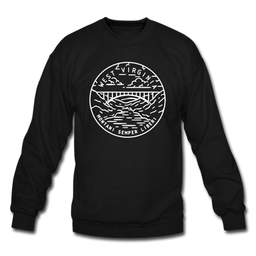 West Virginia Sweatshirt - State Design West Virginia Crewneck Sweatshirt - black